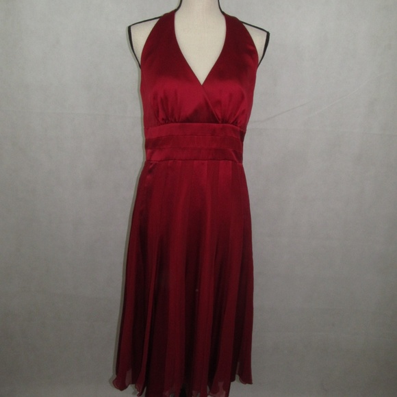 Calvin Klein Halter Dress Size 10 100% Silk Red - Picture 1 of 8